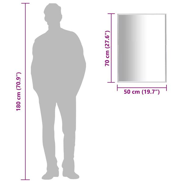 vidaXL Καθρέφτης Ασημί 70 x 50 εκ.