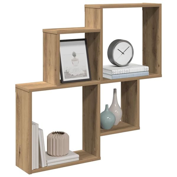 vidaXL Ράφι τοίχου Artisan Oak 80x15x78,5 cm Κατασκευασμένο ξύλο