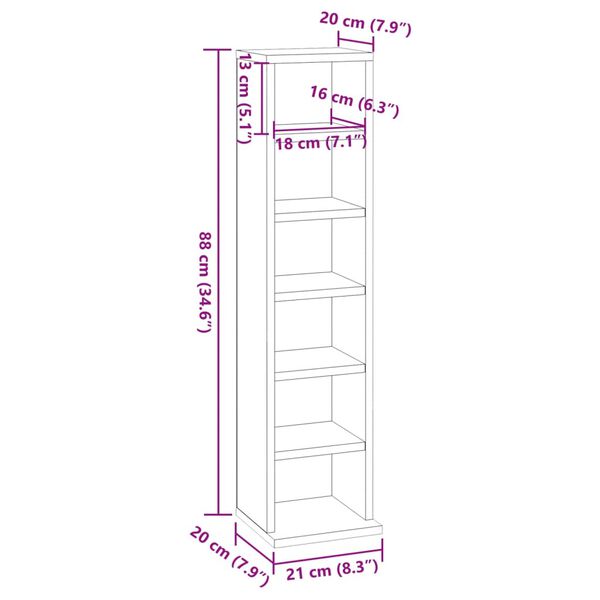 vidaXL Έπιπλο για CD Καπνιστή Δρυς 21 x 20 x 88 εκ. Επεξεργασμένο Ξύλο
