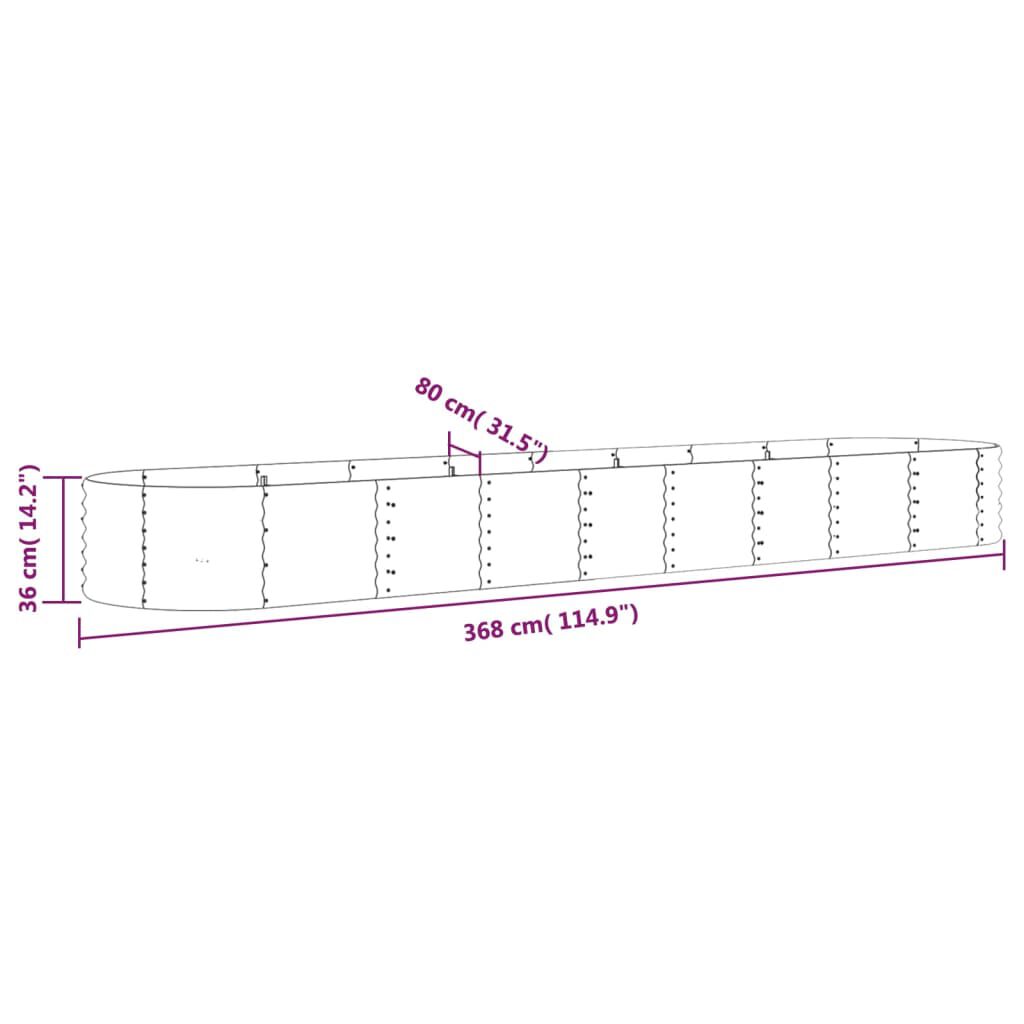 vidaXL Ζαρντινιέρα Καφέ 368x80x36 εκ. Ατσάλι με Ηλεκτρ. Βαφή Πούδρας
