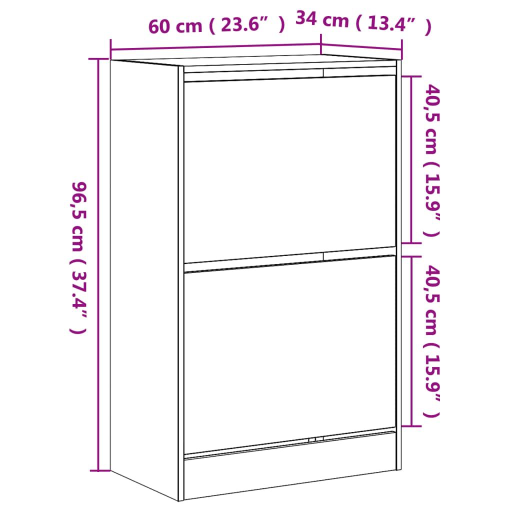 vidaXL Παπουτσοθήκη Γκρι Σκυροδέματος 60x34x96,5εκ. Επεξεργασμένο Ξύλο