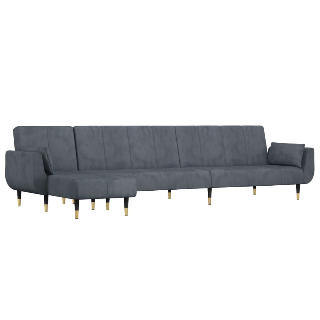 vidaXL Καναπές Κρεβάτι Γωνιακός Σκ. Γκρι 275 x 140 x 70 εκ. Βελούδινος