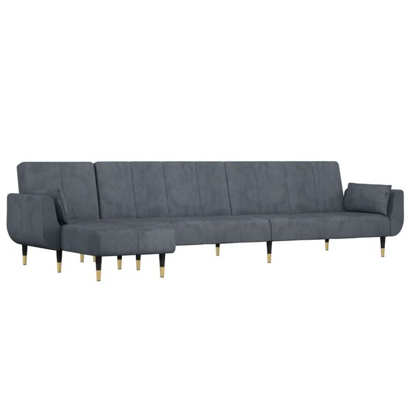 vidaXL Καναπές Κρεβάτι Γωνιακός Σκ. Γκρι 275 x 140 x 70 εκ. Βελούδινος