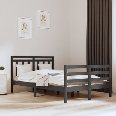 vidaXL Πλαίσιο Κρεβατιού Γκρι 120 x 200 εκ. από Μασίφ Ξύλο