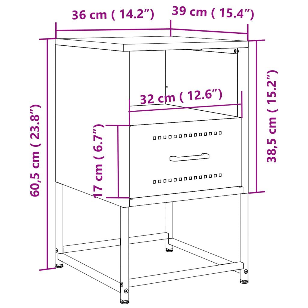 vidaXL Κομοδίνο Μουσταρδί 36x39x60,5 εκ. από Χάλυβα