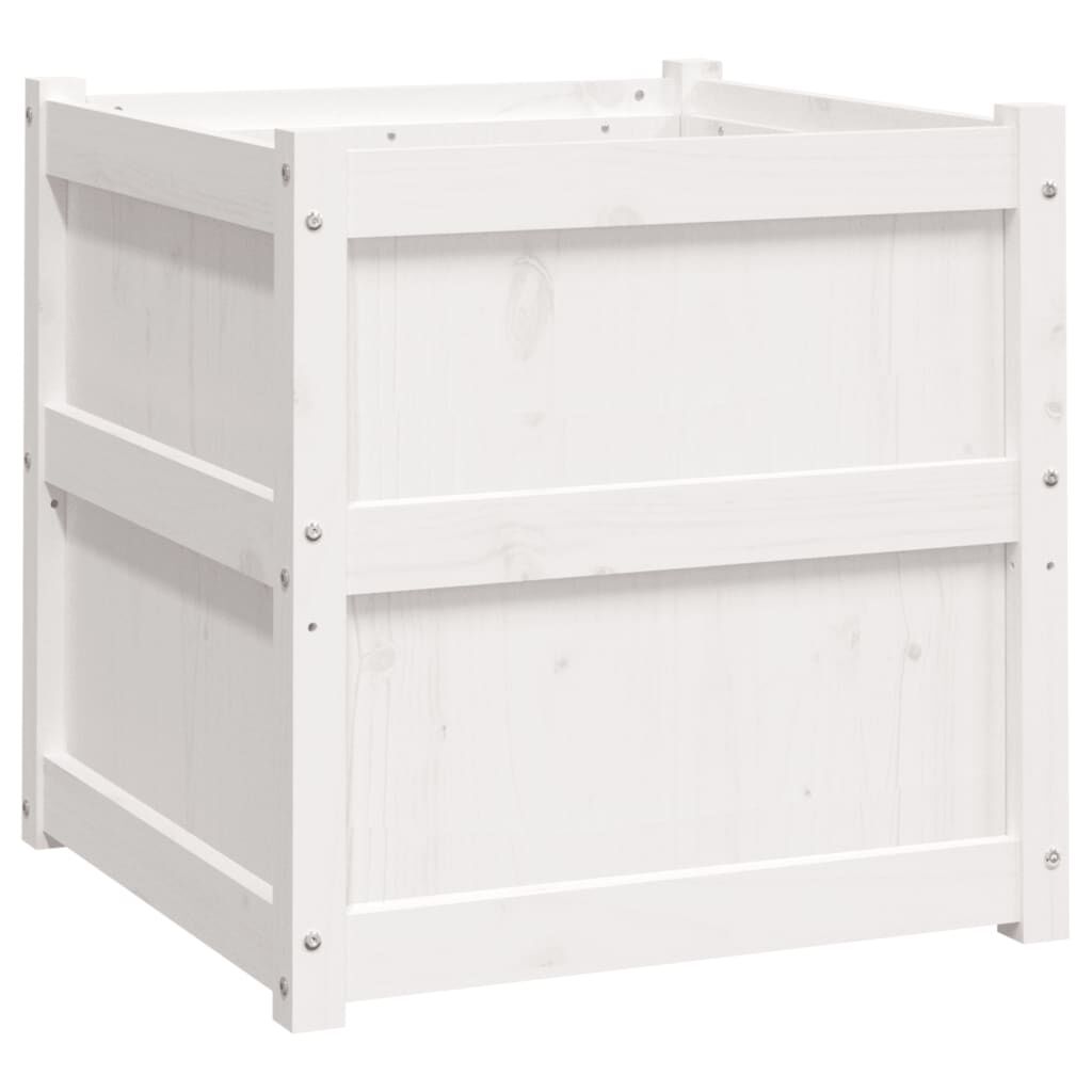 vidaXL Ζαρντινιέρα Λευκή 60 x 60 x 60 εκ. από Μασίφ Ξύλο Πεύκου