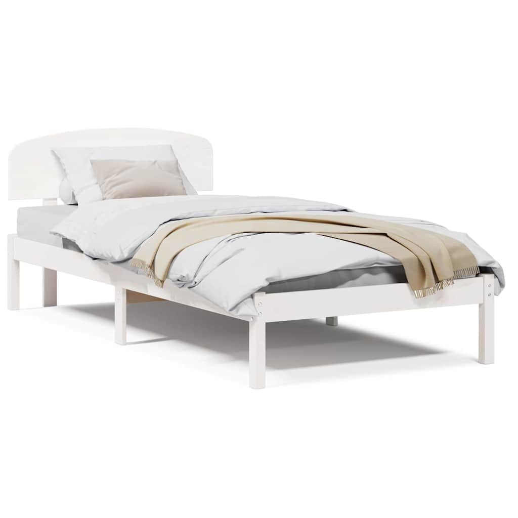 vidaXL Σκελετός Κρεβατιού Λευκό 90 x 190 cm Μασίφ ξύλο πεύκου