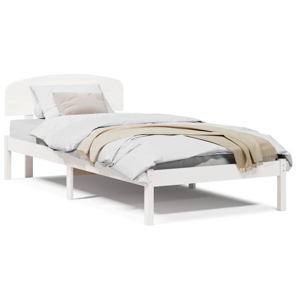 vidaXL Σκελετός Κρεβατιού Λευκό 90 x 190 cm Μασίφ ξύλο πεύκου