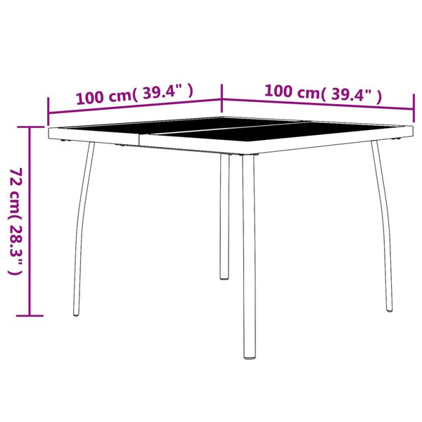 vidaXL Τραπέζι Κήπου Ανθρακί με Πλέγμα 100x100x72 εκ. Ατσάλινο