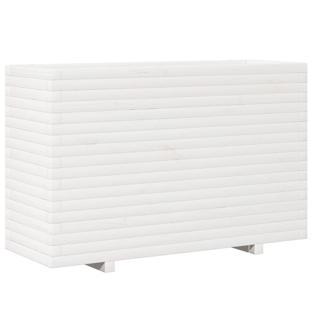 vidaXL Ζαρντινιέρα Κήπου Λευκή 110x40x72,5 εκ. από Μασίφ Ξύλο Πεύκου