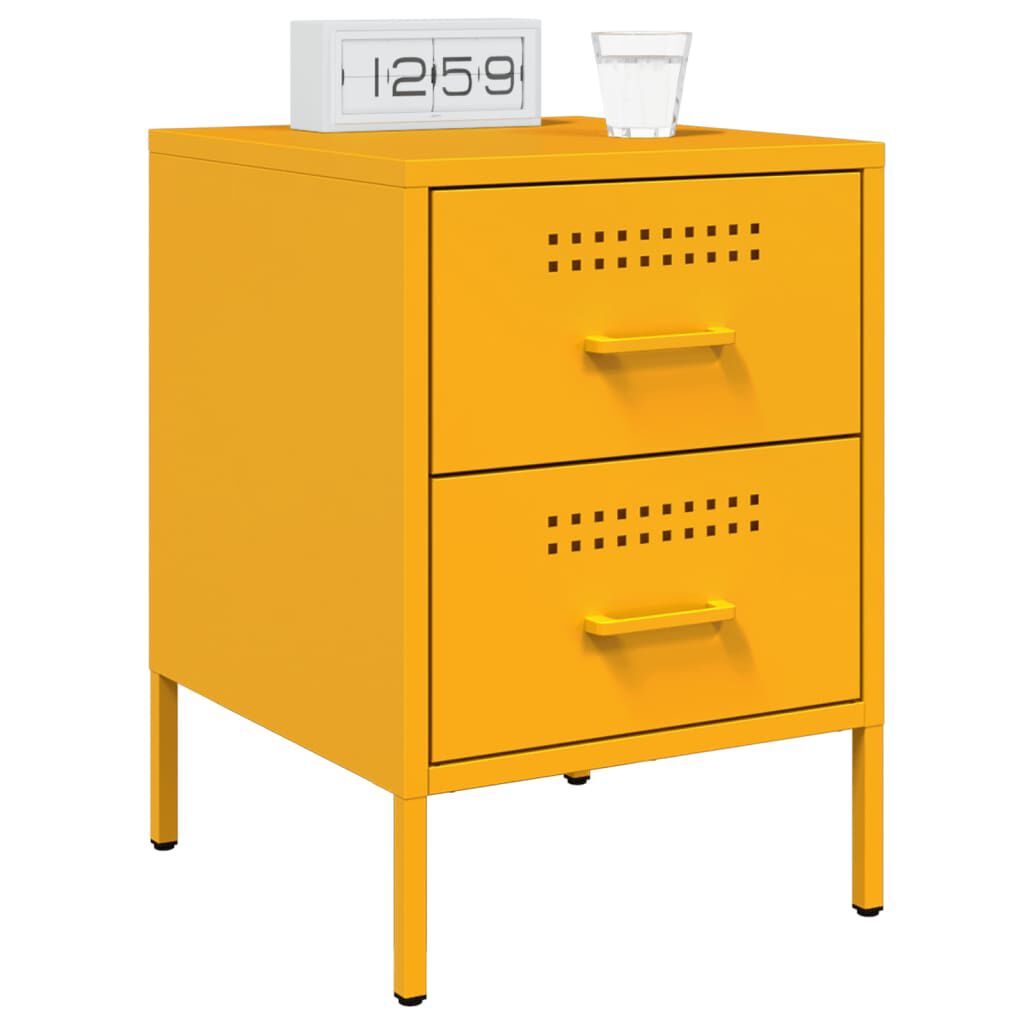 vidaXL Κομοδίνα 2 τεμ. Μουσταρδί 36x39x50,5 εκ. από Χάλυβα