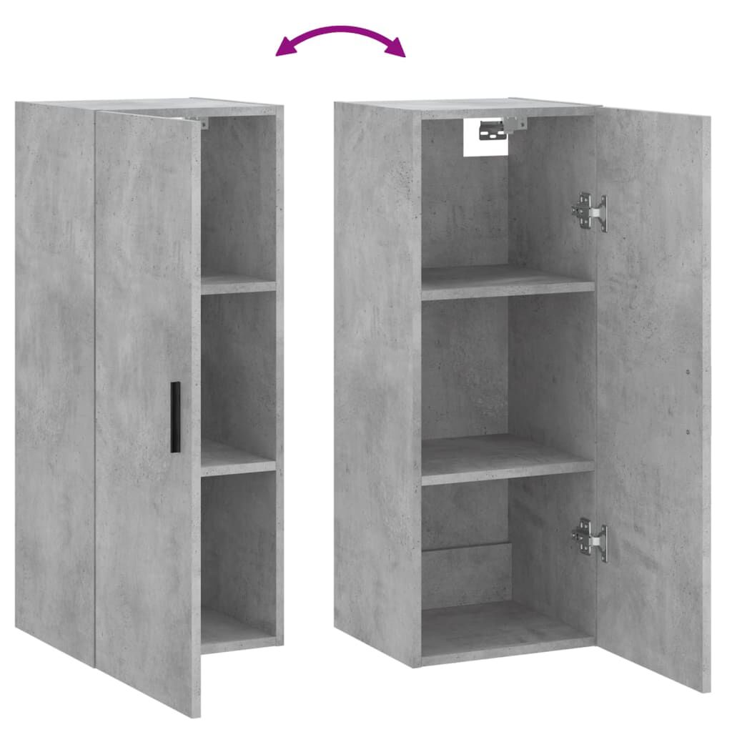 vidaXL Ντουλάπι Τοίχου Γκρι Σκυροδέματος 34,5 x 34 x 90 εκ.