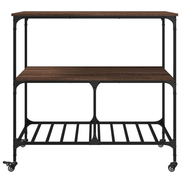 vidaXL Τρόλεϊ Κουζίνας Καφέ Δρυς 100x50x95 εκ. Επεξεργασμένο Ξύλο
