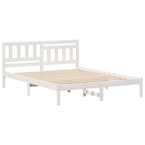vidaXL Σκελετός Κρεβατιού Λευκό 140 x 200 cm Μασίφ ξύλο πεύκου