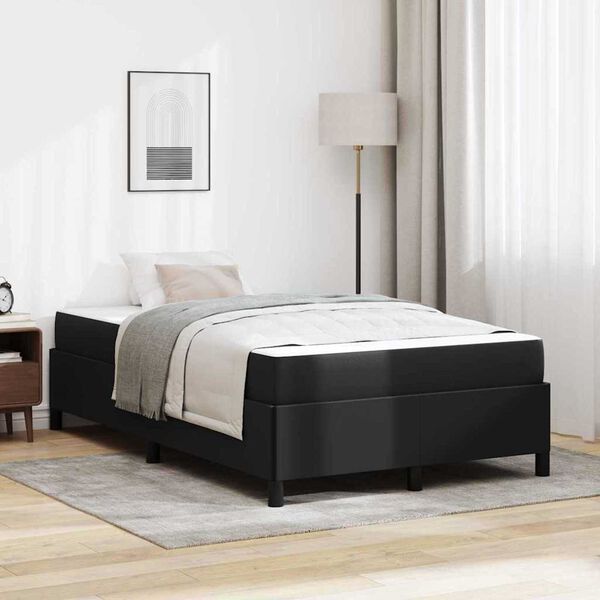 vidaXL Σκελετός κρεβατιού με στρώμα Μαύρο 120 x 190 cm Τεχνητό δέρμα