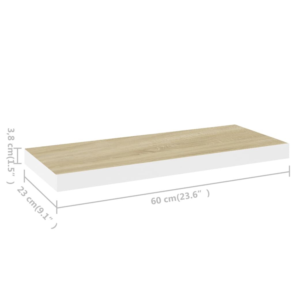 vidaXL Ράφι Τοίχου Δρυς/Άσπρο 60x23,5x3,8 εκ. MDF