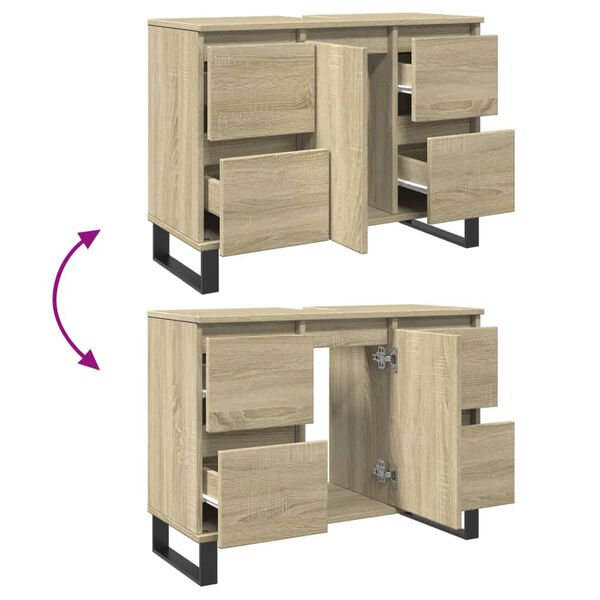 vidaXL Ντουλάπι Μπάνιου Sonoma Δρυς 80 x 33 x 60 εκ. από Επεξεργ. Ξύλο