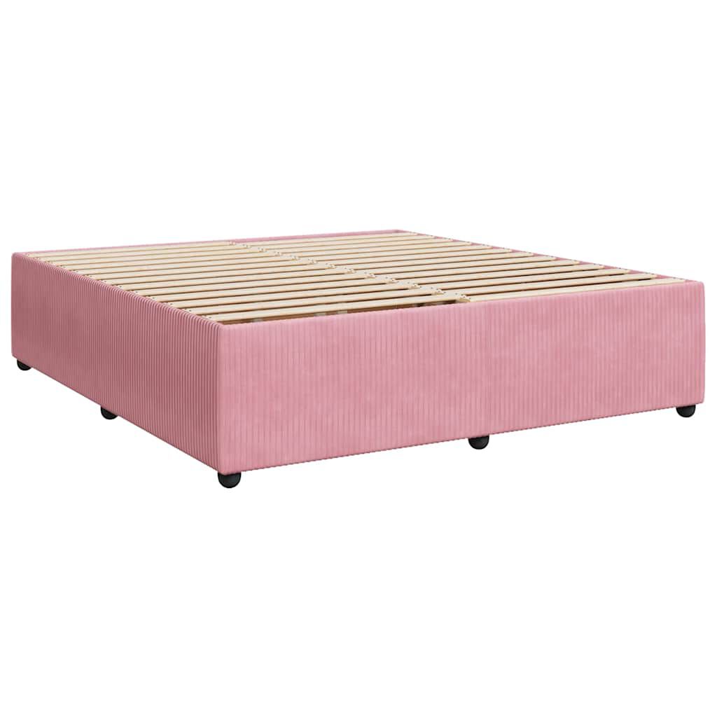 vidaXL Κρεβάτι Boxspring με Στρώμα Ροζ 180x200 εκ. Βελούδινο