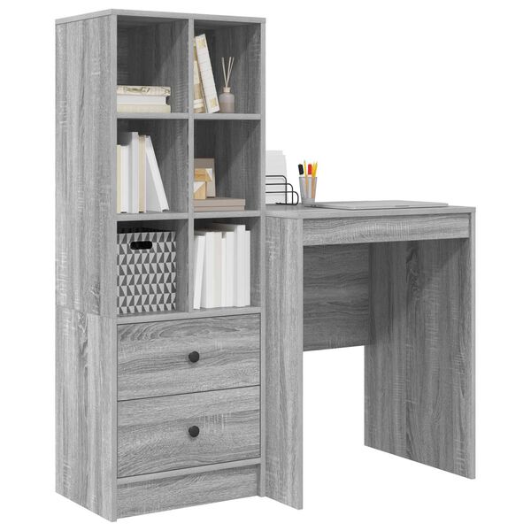 vidaXL Γραφείο με αποθηκευτικό χώρο 2 pcs Γκρι sonoma 60 x 50 x 76 εκ.