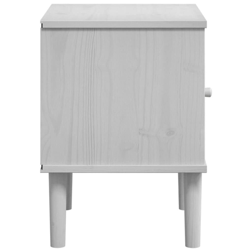 vidaXL Κομοδίνο SENJA Λευκό Όψη Ρατάν 40x35x48εκ από Μασίφ Ξύλο Πεύκου