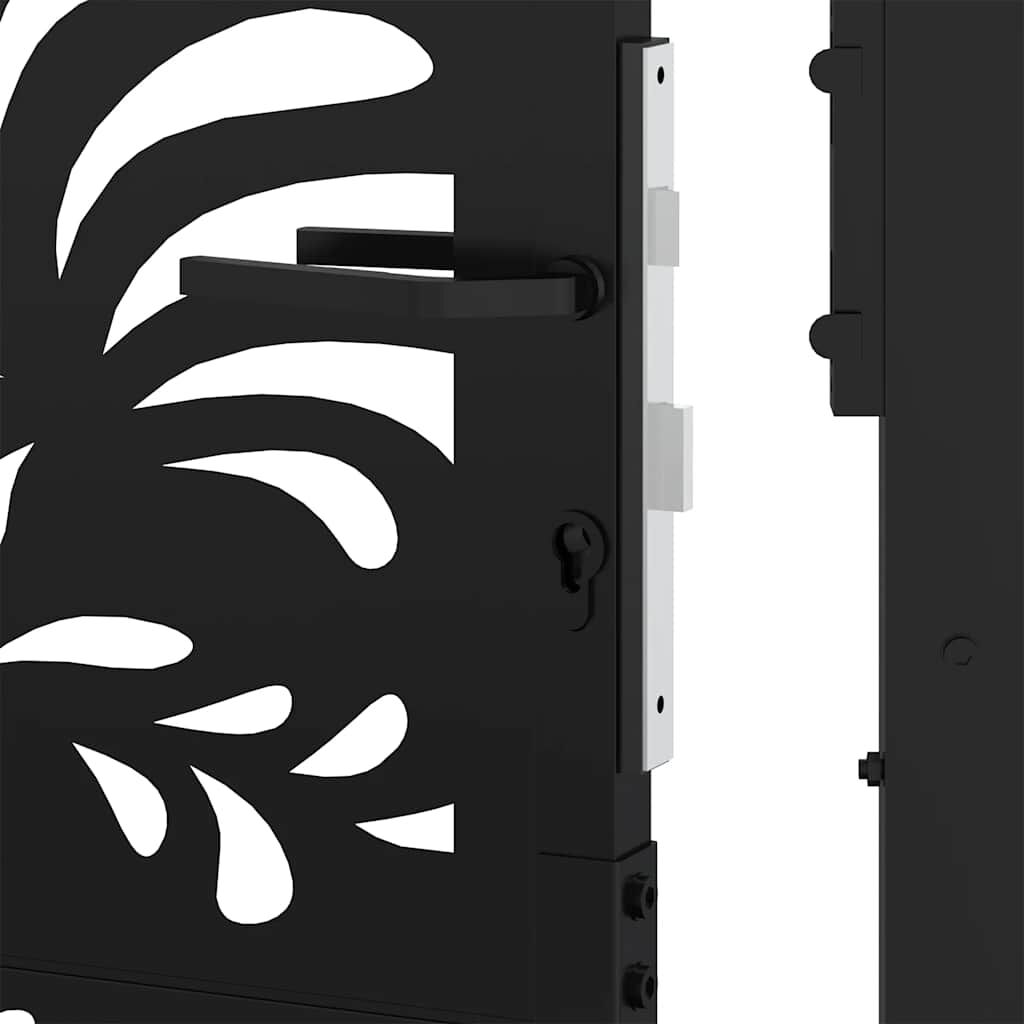 vidaXL Πύλη κήπου Μαύρη 105x106 cm Ατσάλινο σχέδιο κύματος