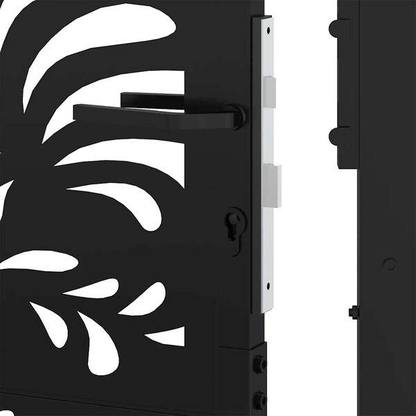 vidaXL Πύλη κήπου Μαύρη 105x106 cm Ατσάλινο σχέδιο κύματος
