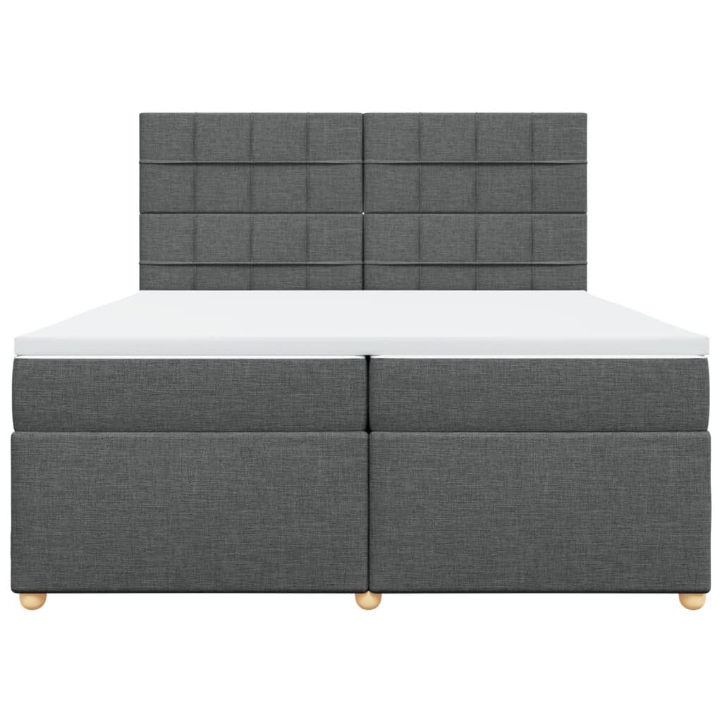 vidaXL Κρεβάτι Boxspring με Στρώμα Σκούρο Γκρι 200x200 εκ. Υφασμάτινο