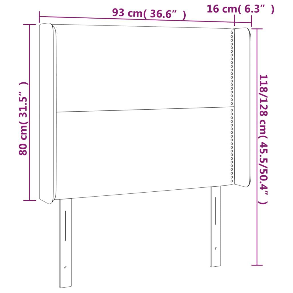 vidaXL Κεφαλάρι με Πτερύγια Σκούρο Καφέ 93x16x118/128 εκ.Υφασμάτινο