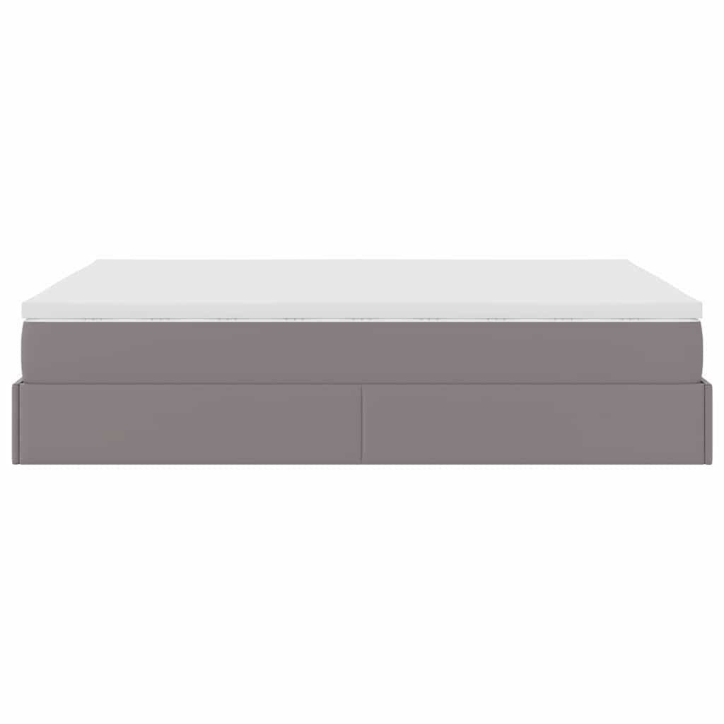 vidaXL Οθωμανικό κρεβάτι με στρώμα Γκρι 140x200cm Faux Leather