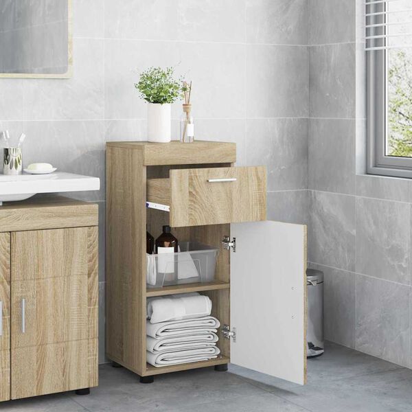 vidaXL Ντουλάπι Μπάνιου με πόρτα TULUM Sonoma Δρυς 37 x 31.5 x 82 εκ