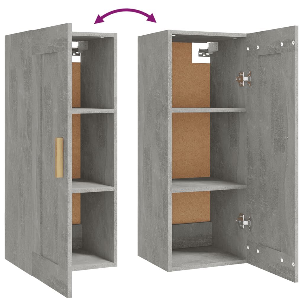 vidaXL Ντουλάπι Τοίχου Γκρι Σκυρ. 35x34x90 εκ. Επεξεργασμένο Ξύλο