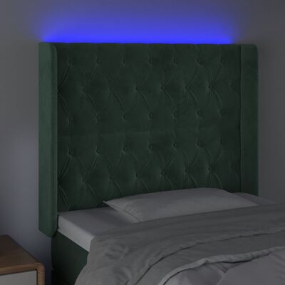 vidaXL Κεφαλάρι Κρεβατιού LED Σκούρο Πράσινο 93x16x118/128 εκ