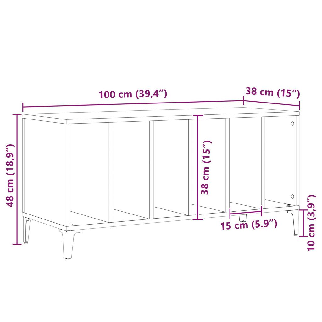 vidaXL ντουλάπι δισκίων Μαύρης Δρυός - 100x38x48 εκ από επεξεργασμένο ξύλο