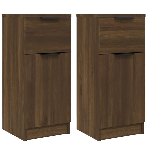 vidaXL Συρταριέρες 2 τεμ. Καφέ Δρυς 30x30x70 εκ. Επεξεργασμένο Ξύλο