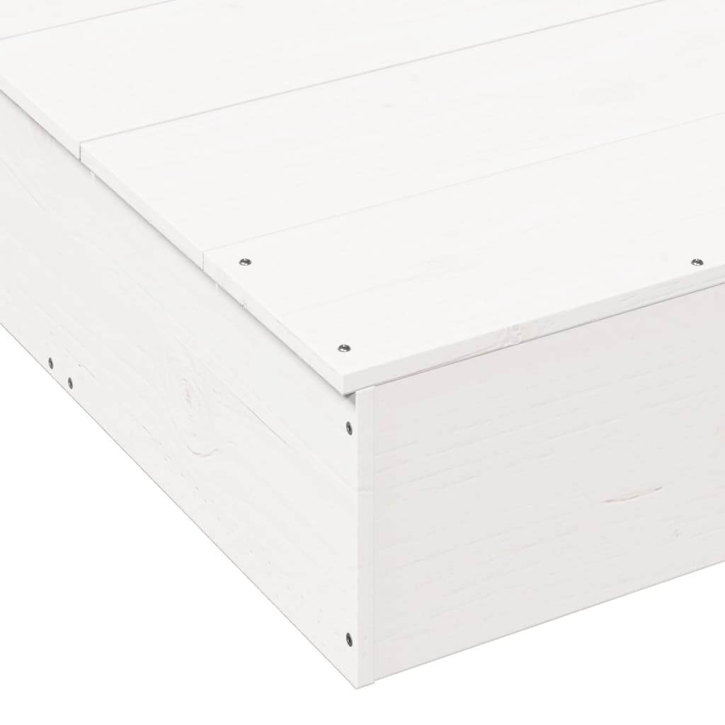 vidaXL Αμμοδόχος με Κάλυμμα Λευκή 111x111x19,5 εκ. Μασίφ Ξύλο Πεύκου