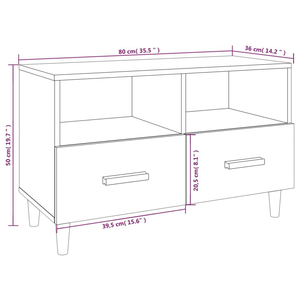 vidaXL Έπιπλο Τηλεόρασης Γκρι Sonoma 80x36x50 εκ. από Επεξεργ. Ξύλο