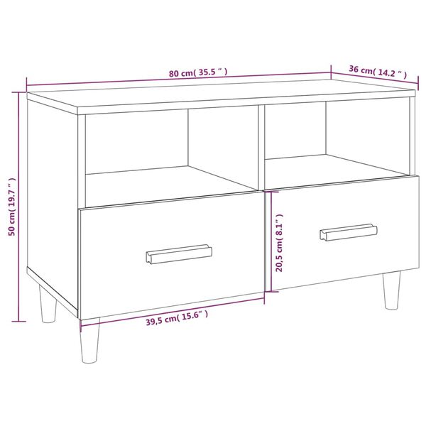 vidaXL Έπιπλο Τηλεόρασης Γκρι Sonoma 80x36x50 εκ. από Επεξεργ. Ξύλο