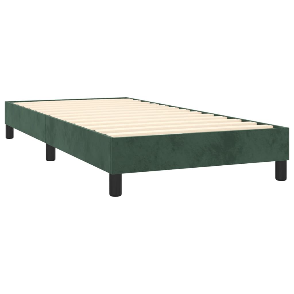 vidaXL Κρεβάτι Boxspring με Στρώμα & LED Σκ. Πράσινο 90x200 εκ Βελούδο