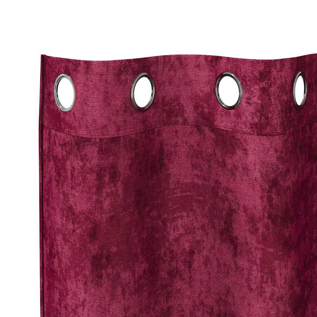 vidaXL Κουρτίνα με κουρτίνες 2 pcs Μπορντό 140 x 140 cm Βελούδο