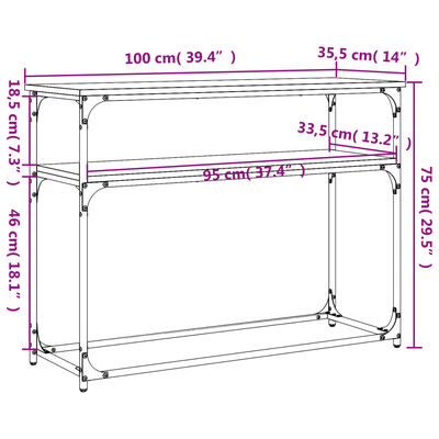 vidaXL Τραπέζι Κονσόλα Sonoma Δρυς 100x35,5x75 εκ. Επεξεργασμένο Ξύλο