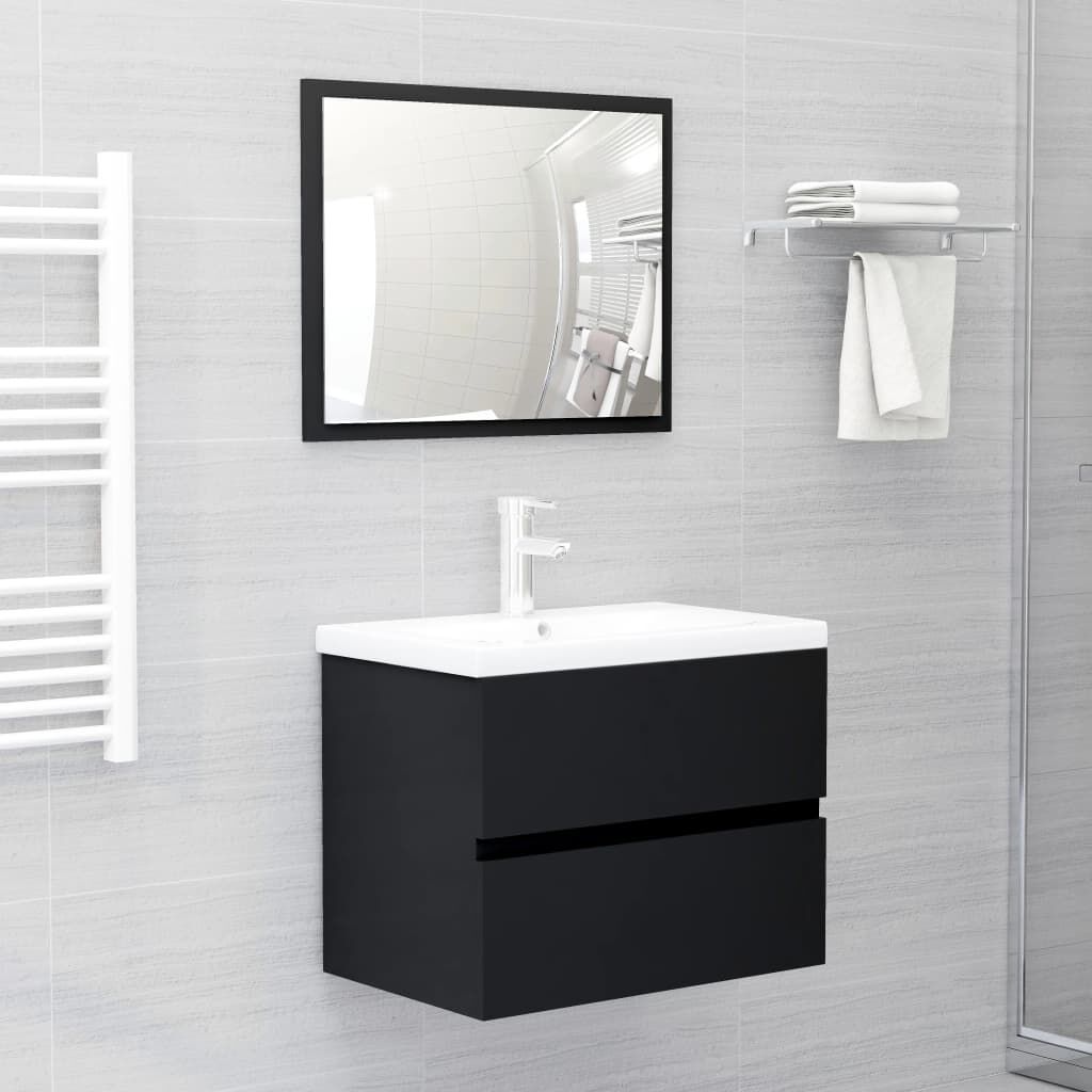 vidaXL Ντουλάπι Νιπτήρα Μαύρο 60x38,5x45 εκ. από Επεξεργασμένο Ξύλο