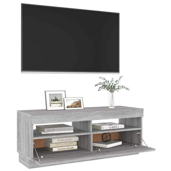 vidaXL Έπιπλο Τηλεόρασης με LED Γκρι Sonoma 100x35x40 εκ.