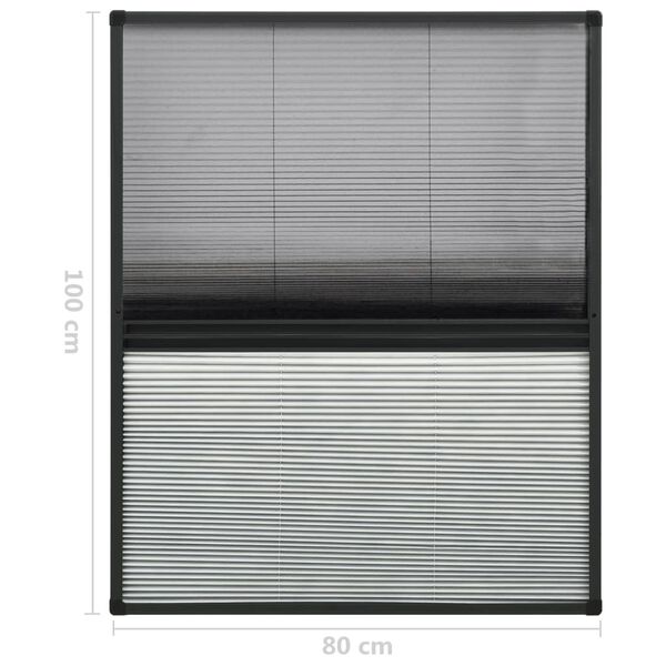 vidaXL Σήτα Παραθύρου Πλισέ με Σκίαστρο 80 x 100 εκ. Αλουμινίου