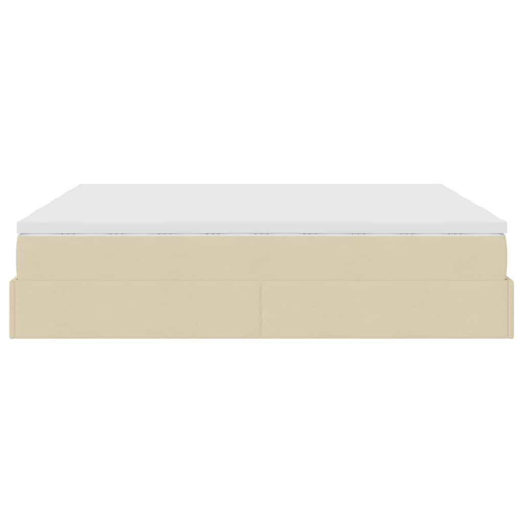 vidaXL Οθωμανικό Κρεβάτι με Στρώματα Κρέμα 200x200cm Ύφασμα
