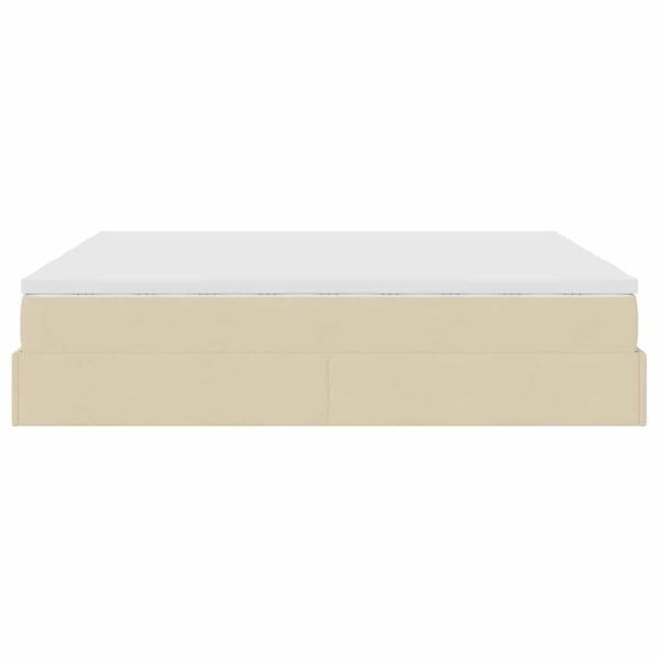 vidaXL Οθωμανικό Κρεβάτι με Στρώματα Κρέμα 200x200cm Ύφασμα