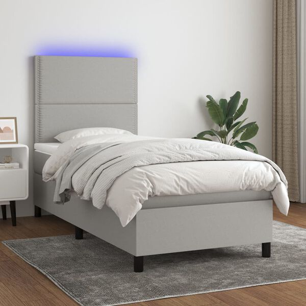 vidaXL &Kappa;&rho;&epsilon;&beta;ά&tau;&iota; Boxspring &mu;&epsilon; &Sigma;&tau;&rho;ώ&mu;&alpha; & LED &Alpha;&nu;.&Gamma;&kappa;&rho;&iota; 100x200&epsilon;&kappa;. &Upsilon;&phi;&alpha;&sigma;&mu;ά&tau;&iota;&nu;&omicron;