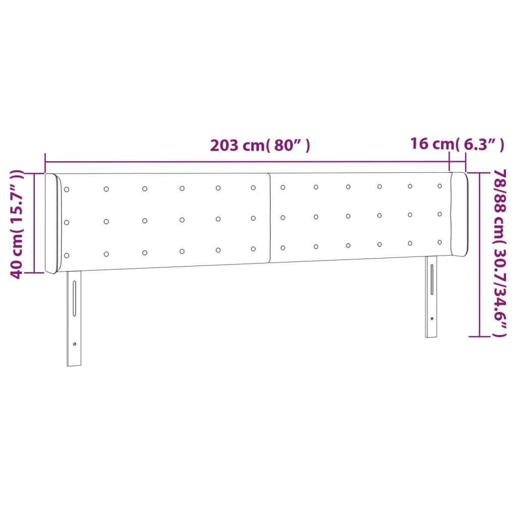 vidaXL Κεφαλάρι Κρεβατιού LED Κρεμ 203x16x78/88 εκ. Υφασμάτινο