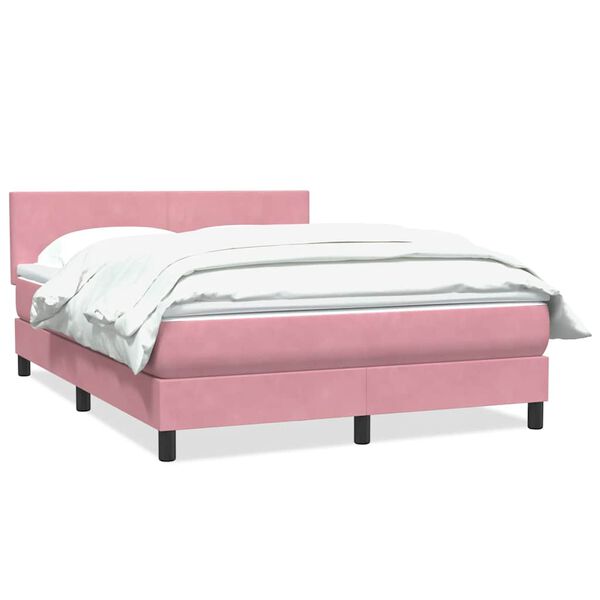 vidaXL Box Spring κρεβάτι με στρώμα ροζ 140x220 cm Βελούδινο