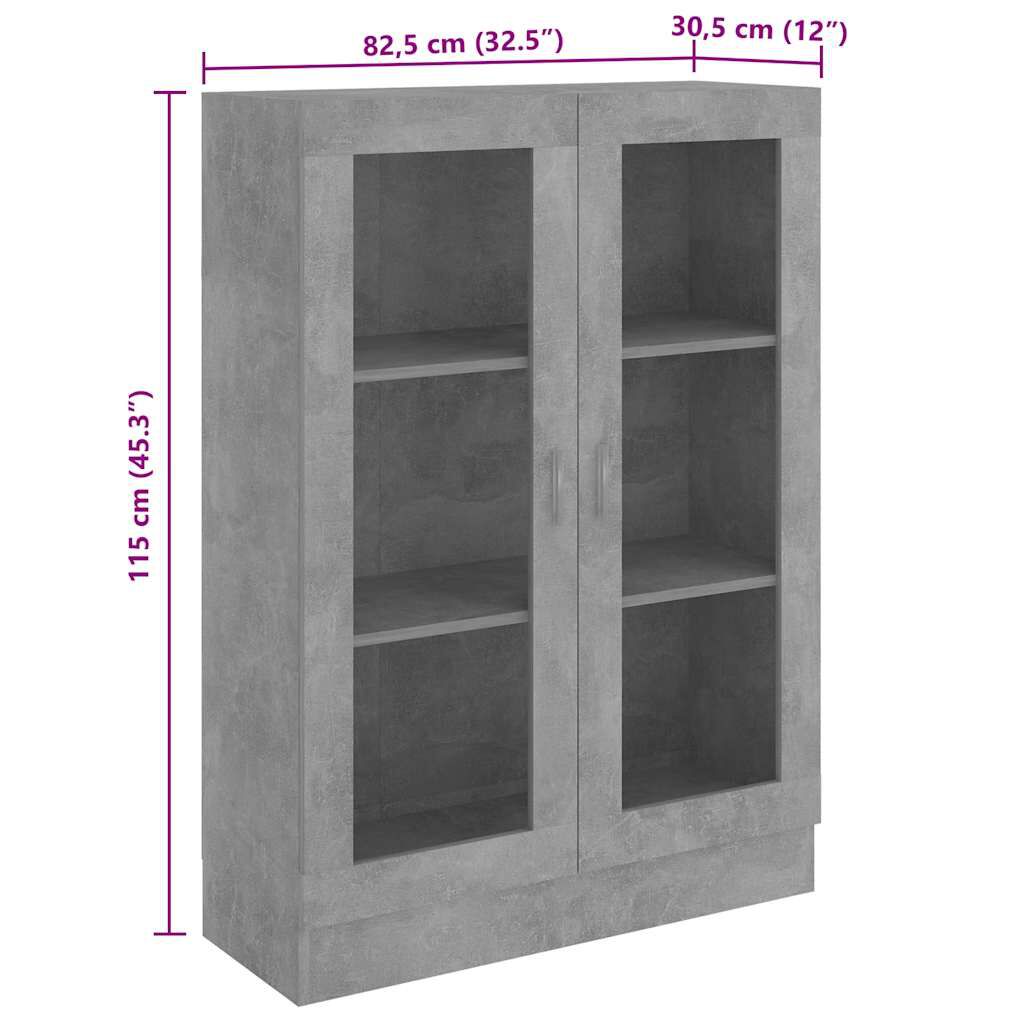 vidaXL Βιτρίνα Γκρι του Σκυροδέματος 82,5 x 30,5 x 115 εκ. Επεξ. Ξύλο