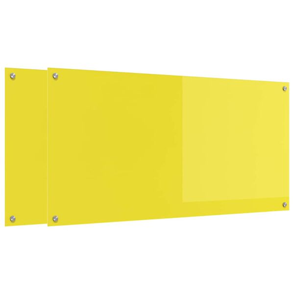 vidaXL Πίσω Πάνελ Κουζίνας 2 pcs Κίτρινο 120 x 60 cm σκληρυμένο γυαλί